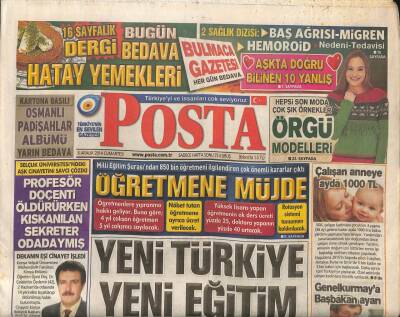 Posta Gazetesi 6 Aralık 2014 - Liselerde Zorunlu Osmanlıca Dersi Okutulacak GZ100164 - 2
