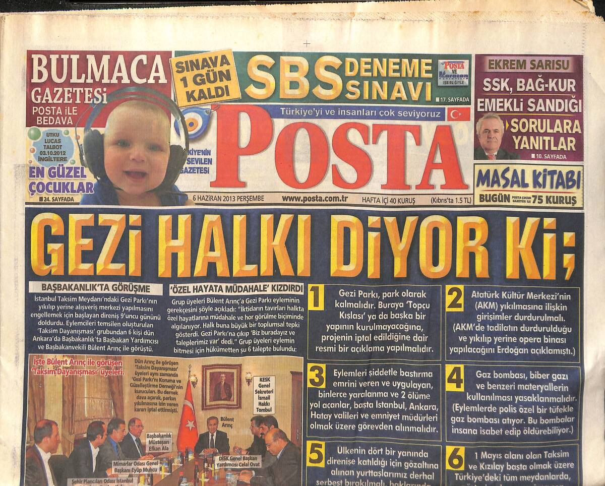 Posta Gazetesi 6 Haziran 2013 - Gezi Halkı Diyor Ki; - Kıvanç Tatlıtuğ Ve Kenan İmirzalıoğlu'da Aynı Gezideydi! GZ137221 - 1