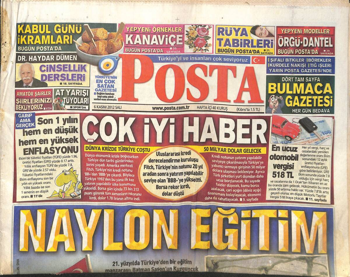 Posta Gazetesi 6 Kasım 2012 - Naylon Eğitim - Amerika Bugün Başkanını Seçiyor! GZ137300 - 1