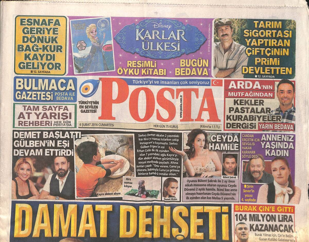 Posta Gazetesi 6 Şubat 2016 - G. Saray'ın Oyuncusu Burak Yılmaz 104 Milyon Lira Kazanacak! - Demet Akalın Başlattı Gülben Ergen'in Eşi Devam Ettirdi! GZ138694 - 1