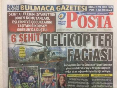 Posta Gazetesi 6 Temmuz 2016 - Helikopter Facizsı 6 Şehit GZ29855 - 1