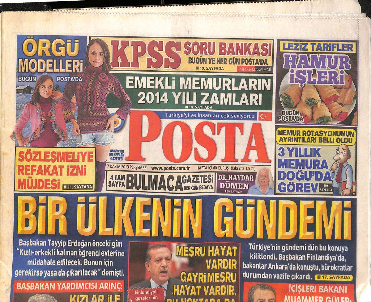 Posta Gazetesi 7 Kasım 2013 - Organ Bağışında Aile İzni Kalkıyor! - Sözleşmeliye Refakat İzni Müjdesi GZ137215 - 1