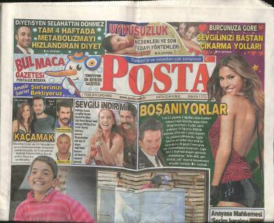 Posta Gazetesi 7 Ocak 2015 - Murat Bozun Eski Aşkı Filiz Sakuçoğlunun Oyuncu Kenan İmirzalıoğlu İle Kaçamak Yaptığı Konuşuldu GZ106448 - 1