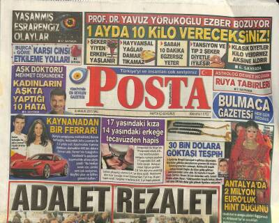 Posta Gazetesi 8 Aralık 2015 - Antalyada 2 Milyon Euroluk Hint Düğünü - Türkiyede 150 Bin Suriyeli Doğdu GZ106452 - 1