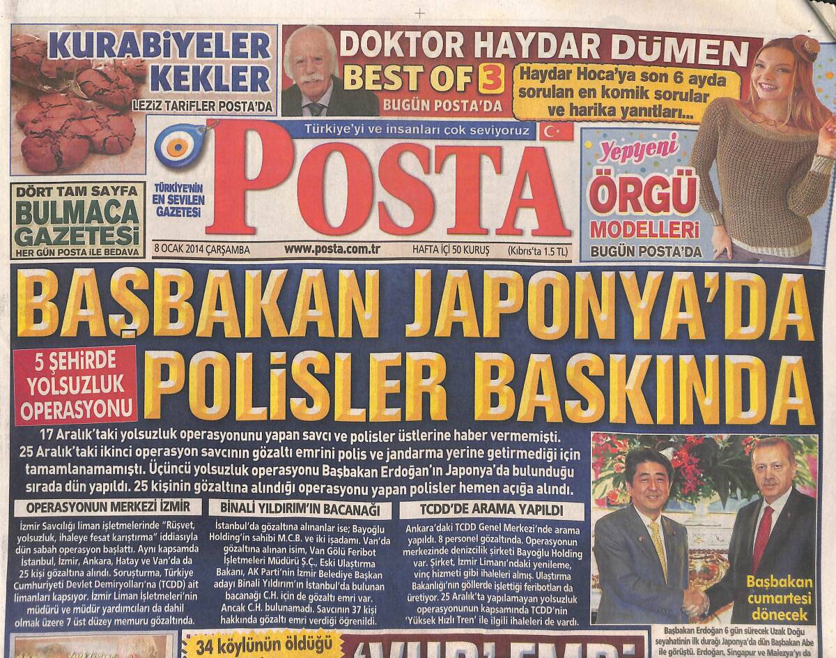 Posta Gazetesi 8 Ocak 2014 - 'Vur' Emri Necdet Özel'den - Hayvancılığa 3 Milyar Hibe GZ135610 - 1
