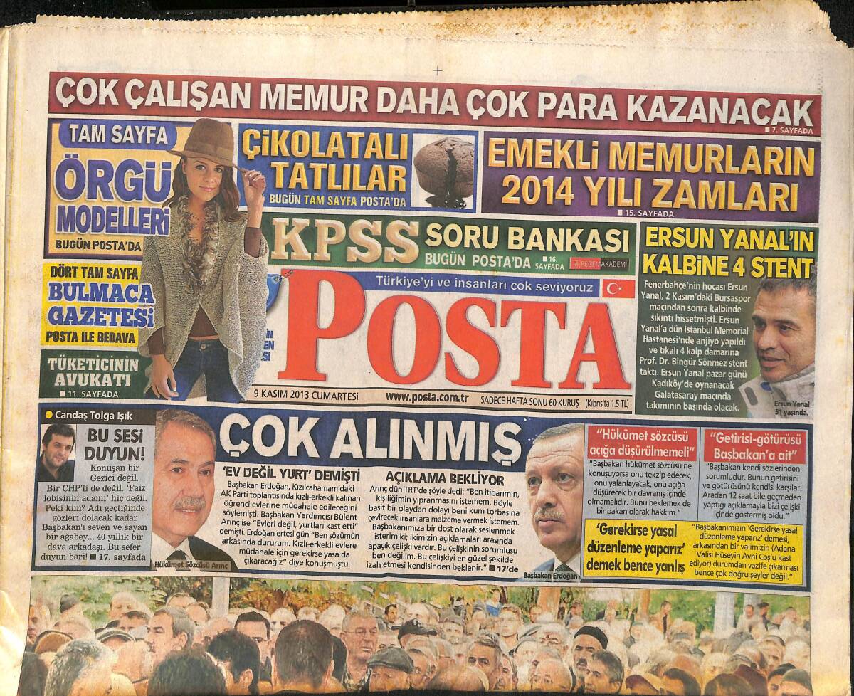 Posta Gazetesi 9 Kasım 2013 - Komutan Drogba - Ersun Yanal'ın Kalbine 4 Stent GZ159725 - 1