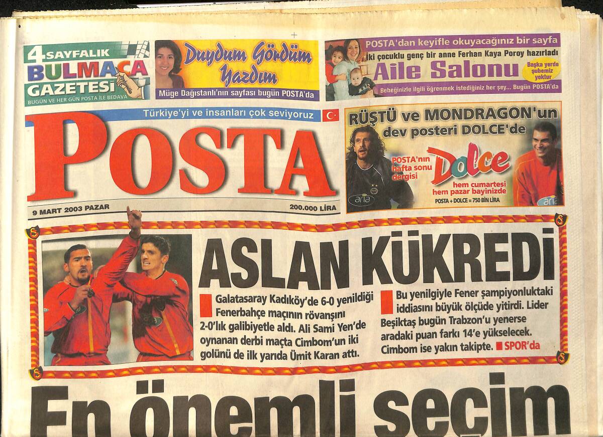 Posta Gazetesi 9 Mart 2003 - Aslan Kükredi - Eminem, Gina Lynn İle Klip Çekti GZ157486 - 1