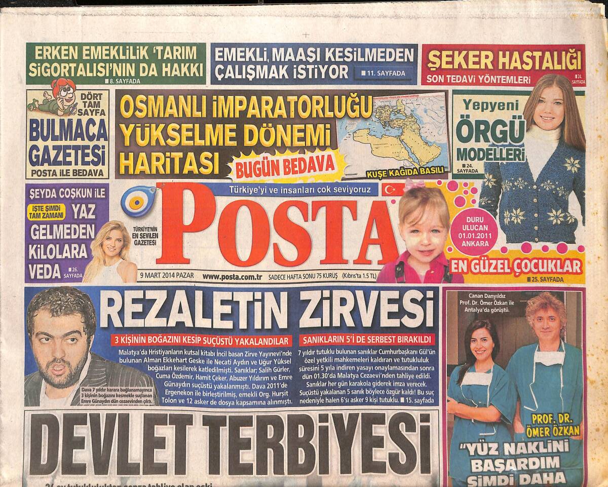 Posta Gazetesi 9 Mart 2014 - Devletin Terbiyesi - Islak İmza Şakası - Slaven Bilic: Tek Yol Zafer GZ137209 - 1