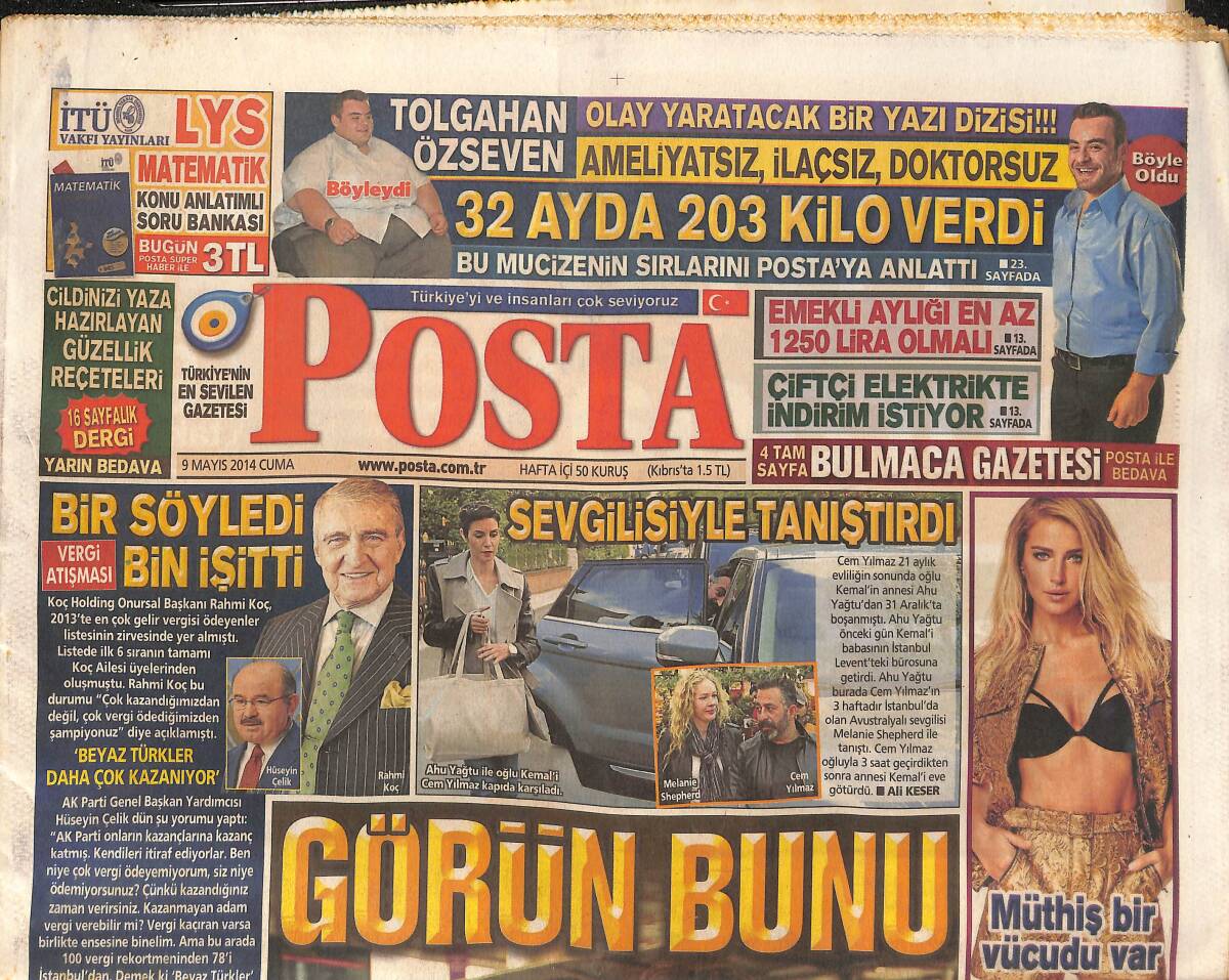 Posta Gazetesi 9 Mayıs 2014 - Burcu Esmersoy: Müthiş Bir Vücudu Var - Tansu Çiller Büyük Tehlike Atlatmış GZ137212 - 1