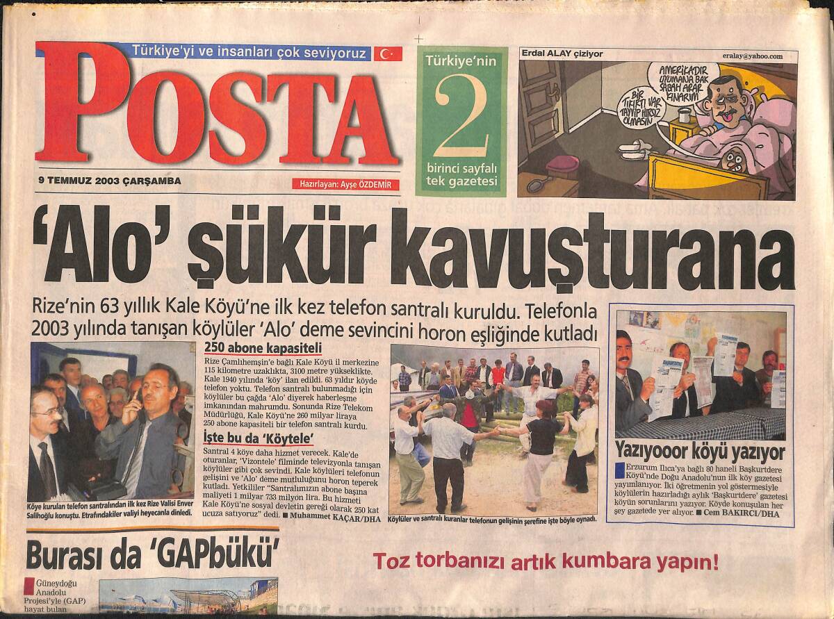 Posta Gazetesi 9 Temmuz 2003 - Daum Bombaları Patlattı - Rüştü'den Dayağa Yalanlama GZ157299 - 1