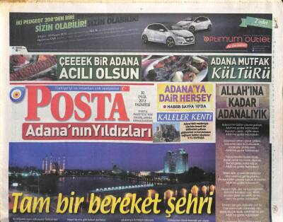 Posta Gazetesi Adana Eki 30 Eylül 2013 - Ünlüler İle Ünlü Kent*Şener Şen-Yaşar Kemal-Abidin Dino GZ105276 - 1