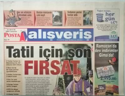 Posta Gazetesi Alışveriş Eki 16 Aralık 2000 Yerli Turizme Gün Doğdu -GZ37341 - 1