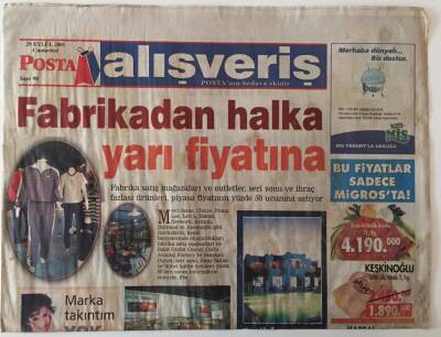 Posta Gazetesi Alışveriş Eki 29 Eylül 2001 - Yerli Malı Halkın Malı GZ26659 - 1