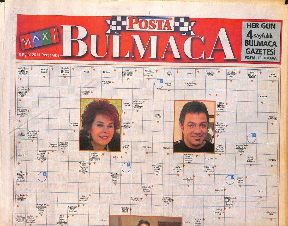 Posta Gazetesi Bulmaca Eki 18 Eylül 2014 GZ159775 - 1