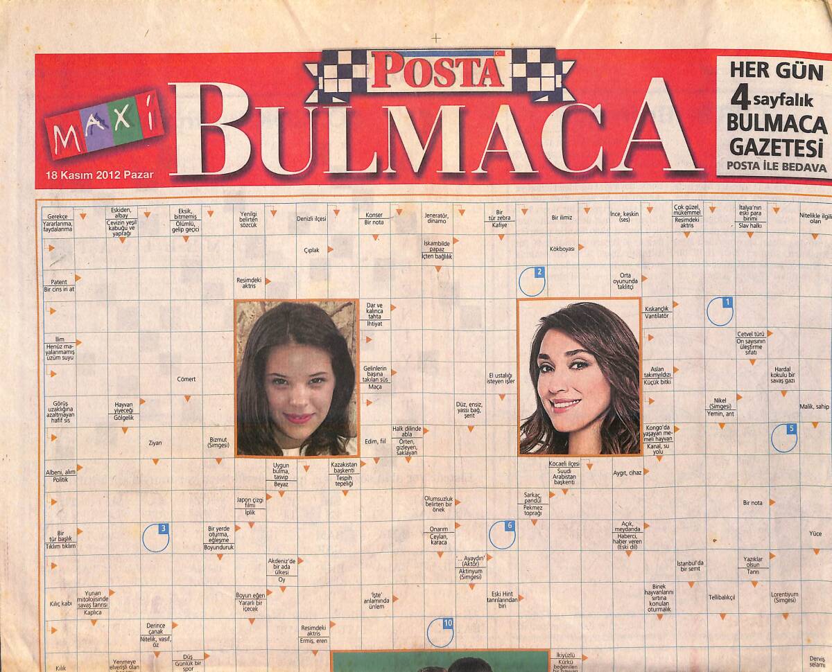 Posta Gazetesi Bulmaca Eki 18 Kasım 2012 GZ159771 - 1