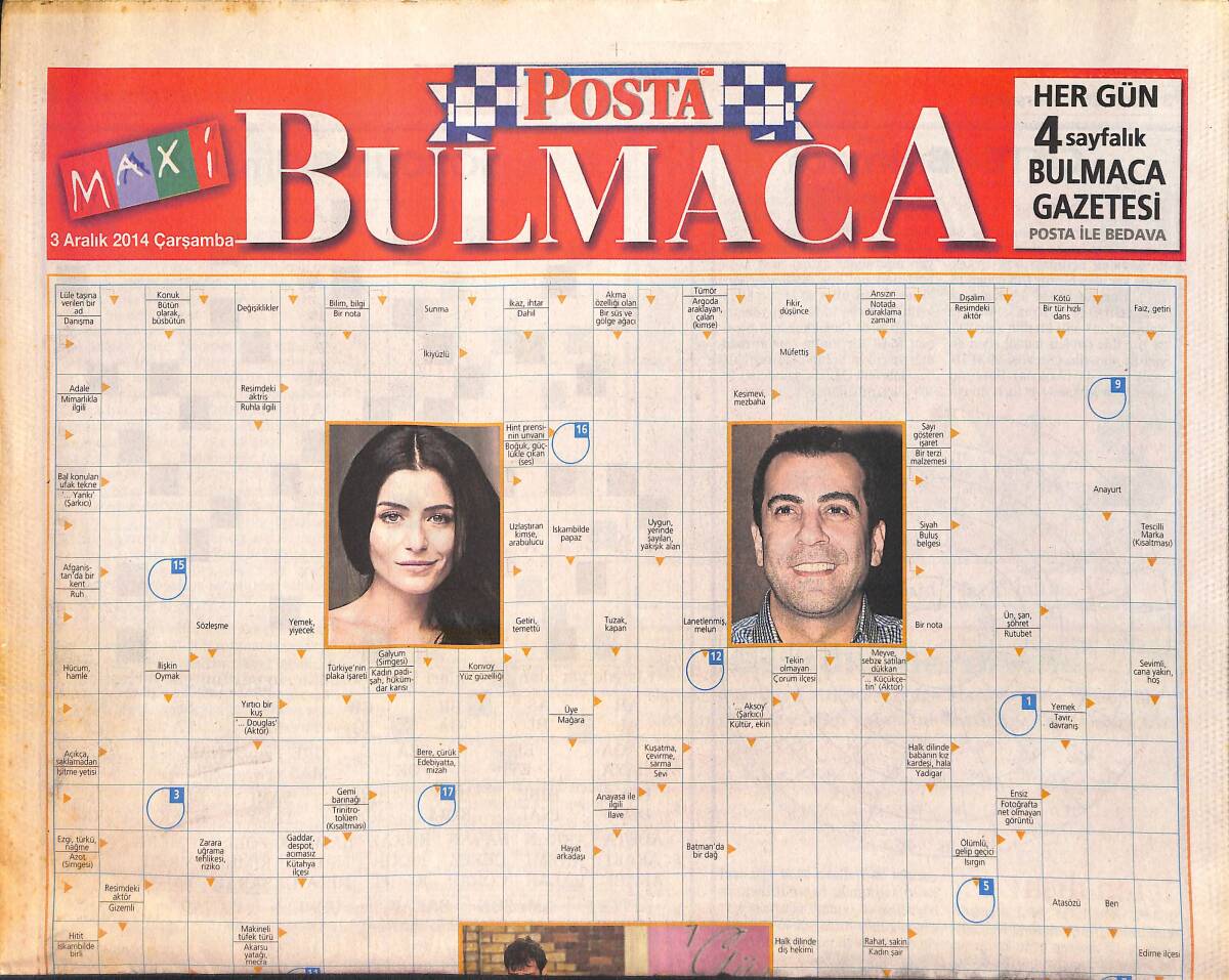 Posta Gazetesi Bulmaca Eki 3 Aralık 2014 GZ159780 - 1
