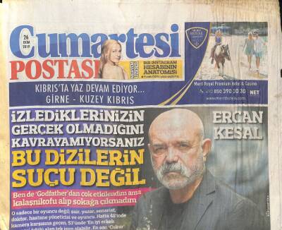 Posta Gazetesi Cumartesi Postası Eki 26 Ekim 2019 - Ercan Kesal İzlediklerinizin Gerçek Olmadığını Kavrayamıyorsanız Bu Dizilerin Suçu Değil GZ124977 - 1