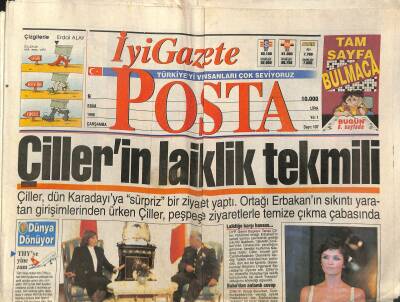 Posta Gazetesi İyi Gazete Eki 9 Ekim 1996 - Çillerin Laiklik Tekmili - Mumcuya Hain Muamelesi GZ123104 - 1