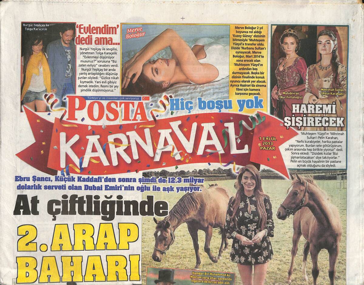 Posta Gazetesi Karnaval Eki 1 Eylül 2013 - Hadise: O Parayı Asla Alamadım - Ölümsüz Cazibe: Lady Diana GZ136525 - 1