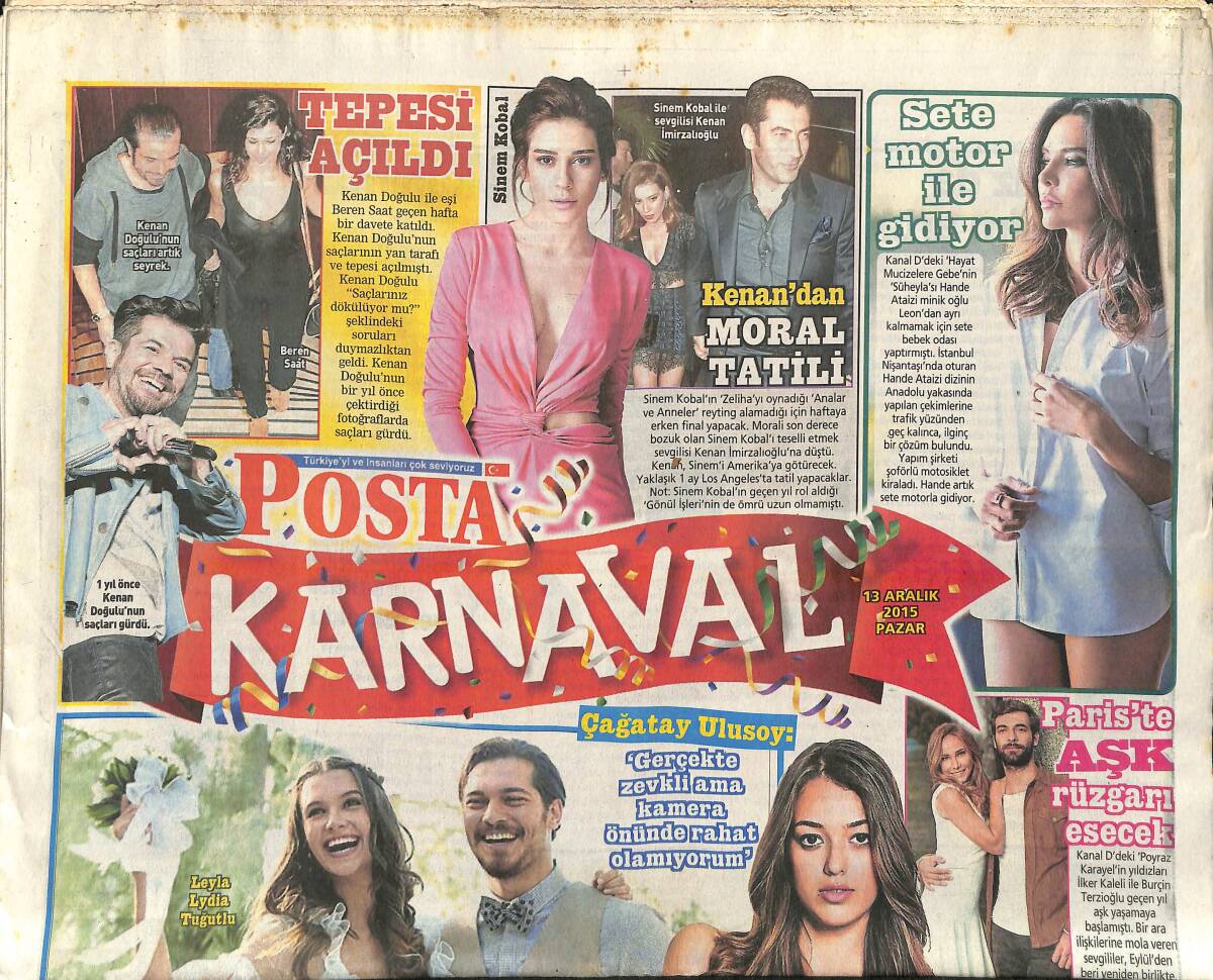 Posta Gazetesi Karnaval Eki 13 Aralık 2015 - Kenan İmirzalıoğlu'ndan Moral Tatili - Bülent Ersoy Noel Anne Oldu Servet Harcadı GZ138753 - 1