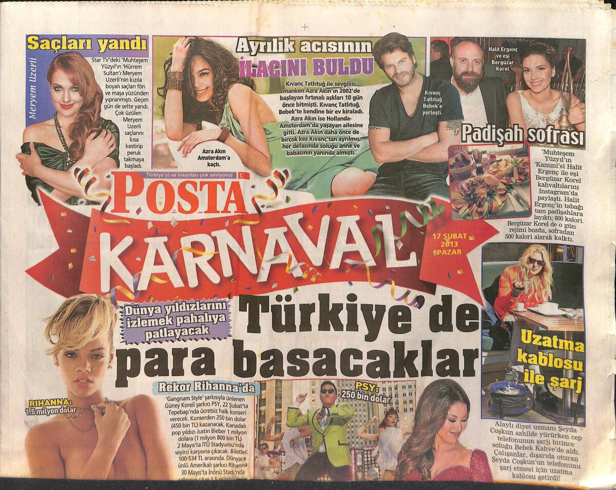 Posta Gazetesi Karnaval Eki 17 Şubat 2013 - Rekor Rihanna'da 