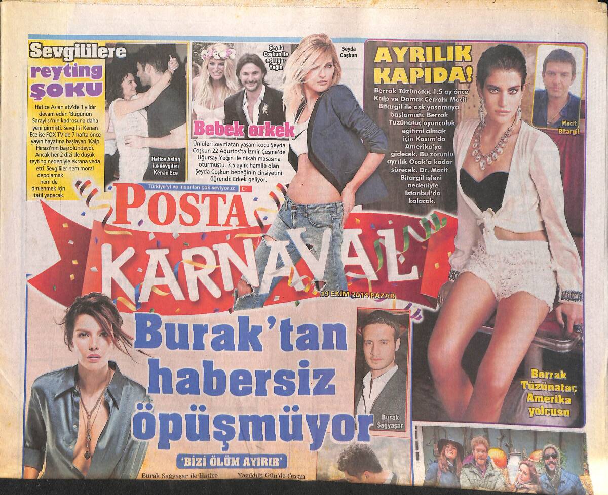 Posta Gazetesi Karnaval Eki 19 Ekim 2014 - Hatice Aslan Ve Sevgilisi'ne Reyting Şoku! - Eliz Sakuçoğlu Baskıya Dayanamadı! GZ136487 - 1