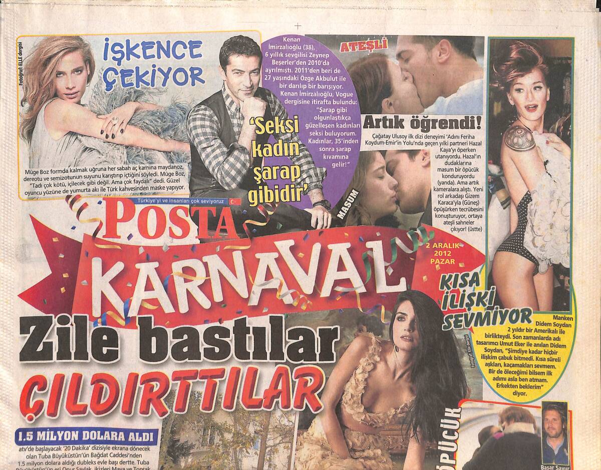 Posta Gazetesi Karnaval Eki 2 Aralık 2012 - Behzat Ç'yi Sattılar - Tuğba Altıntop '' Aklı Olan Rafet El Roman İle Evlenmez ' GZ135220 - 1