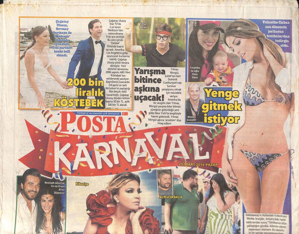 Posta Gazetesi Karnaval Eki 20 Mart 2016 - Çağatay Ulusoy 200 Bin Liralık Köstebek - Yılmaz Morgül Yarışma Bitince Aşkına Uçacak! GZ136439 - 1