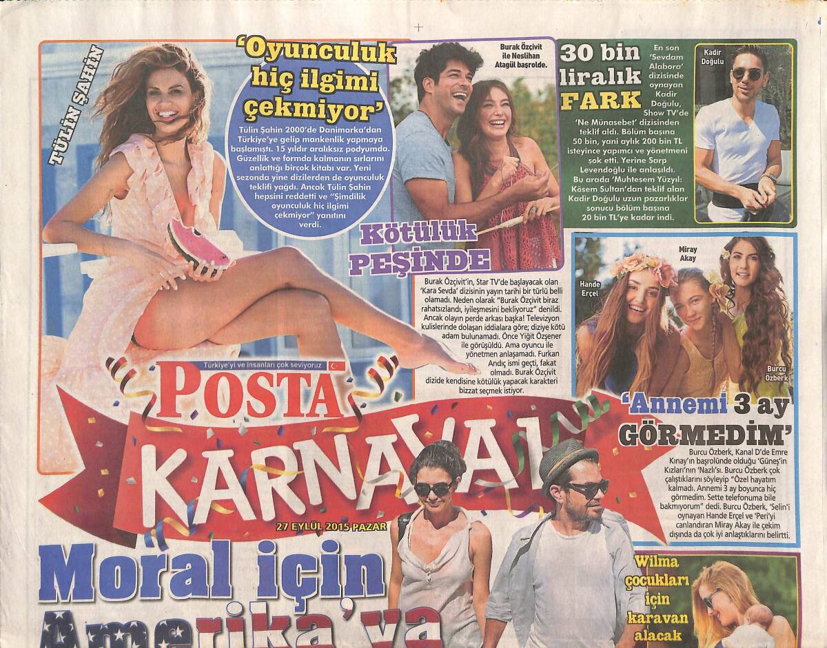 Posta Gazetesi Karnaval Eki 27 Eylül 2015 - Burak Özçivit ile Neslihan Atagül Başrolde - 200 Çocuğa Ücretsiz Müzik Eğitimi GZ135937 - 1