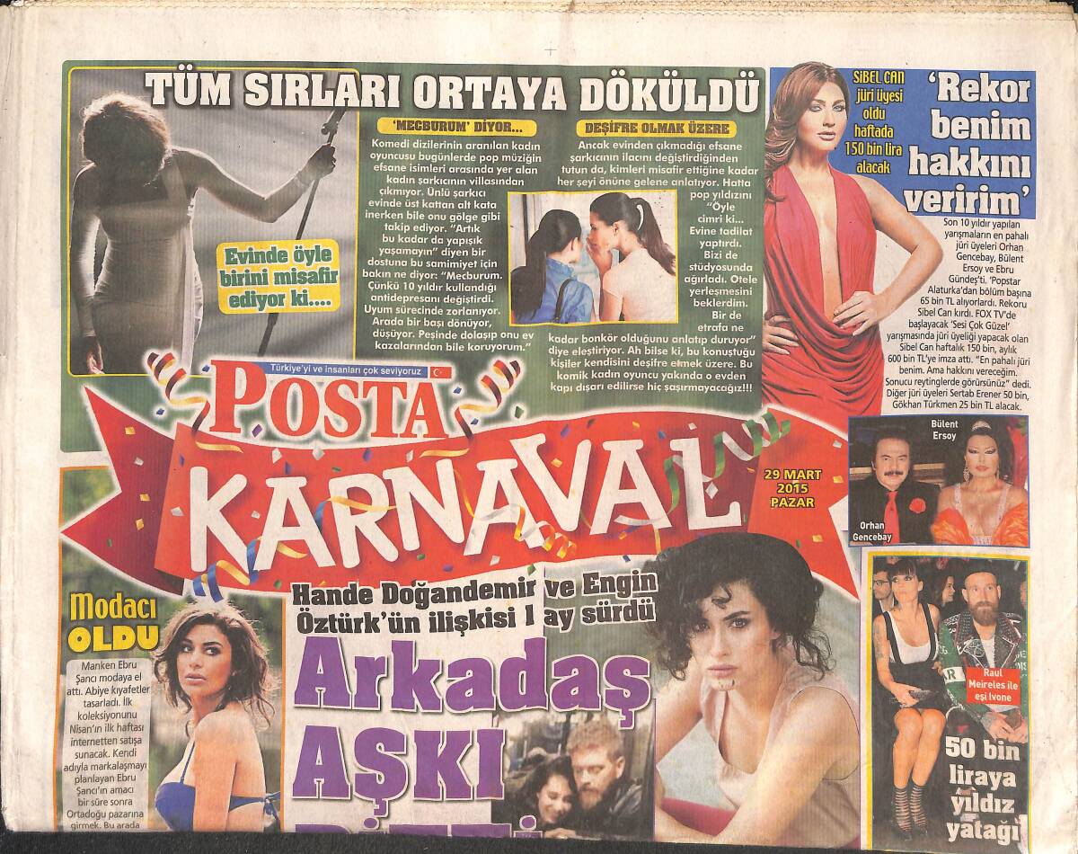 Posta Gazetesi Karnaval Eki 29 Mart 2015 - Hande Doğandemir Ve Engin Öztürk'ün İlişkisi 1 Ay Sürdü - Ebru Şancı Modacı Oldu GZ135189 - 1