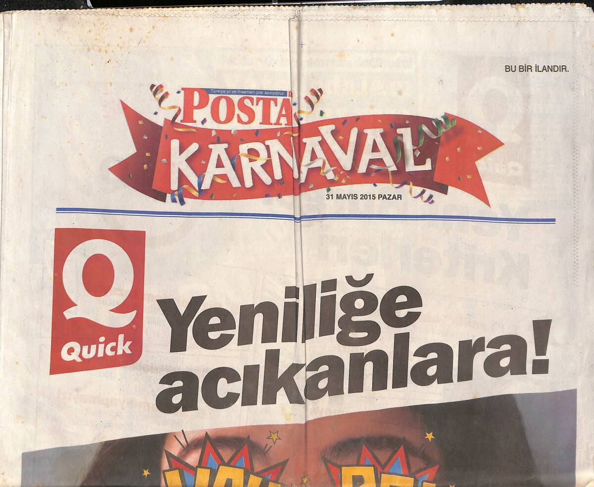 Posta Gazetesi Karnaval Eki 31 Mayıs 2015 - Arda Turan'dan Büyük Jest - Mevhibe'yi Emine Erdoğan Okumalı GZ135317 - 1