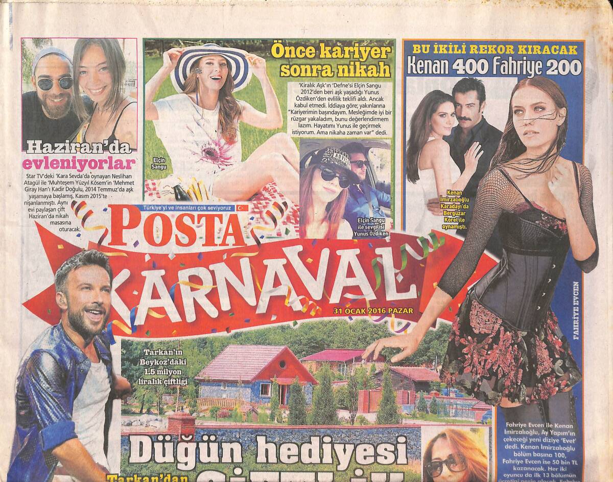 Posta Gazetesi Karnaval Eki 31 Ocak 2016 - Bu İkili Rekor Kıracak Kenan 400 Fahriye 200 - Ajda Pekkan'dan Samimi İtiraf: Düştüm Ve Yıkıldım GZ136388 - 1