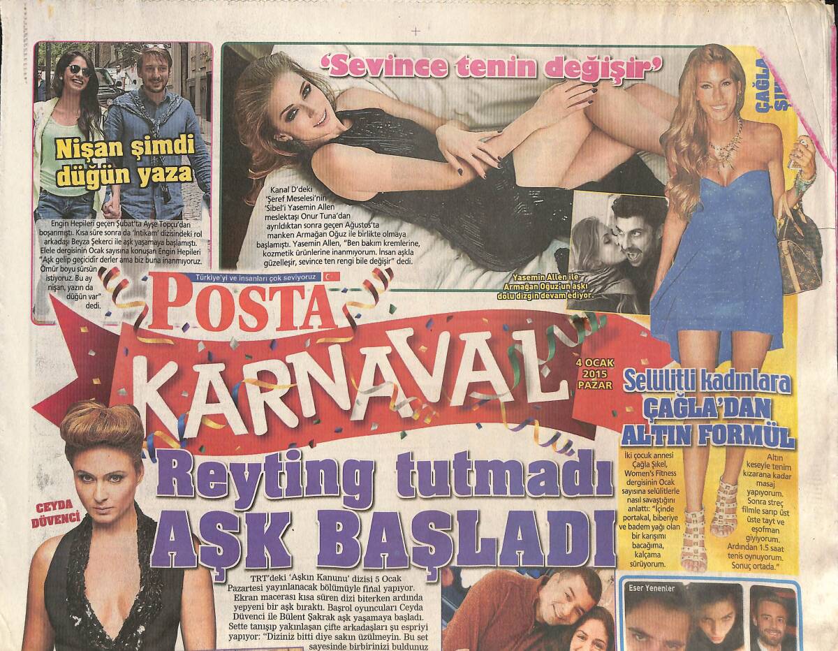 Posta Gazetesi Karnaval Eki 4 Ocak 2015 - Orhan Gencebay Hülya Avşar'ın Poposuna Attığı Tokat İçin Konuştu - Kim Kardashian Zayıfladı Kardeşi Şişti GZ136290 - 1