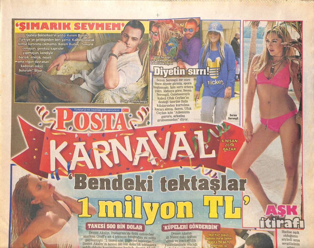 Posta Gazetesi Karnaval Eki 6 Nisan 2014 - Hadise'den Aşk İtirafı - Elçin Sangu 