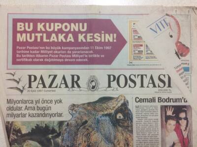 Posta Gazetesi Pazar Eki 20 Eylül 1997 - Cilalı Dinazor Devri GZ34902 - 1