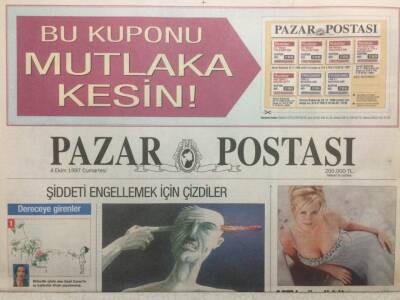 Posta Gazetesi Pazar Eki 4 Ekim 1997 - Şiddeti Önlemek İçin Çizdiler GZ34277 - 1