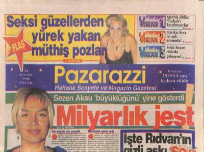 Posta Gazetesi Pazarazzi Eki 24 Kasım 1996 - Sezen Aksu Büyüklüğünü Yine Gösterdi GZ80161 - 1