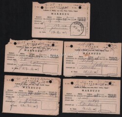 P.T.T 1954-55 Yılları Tahsilat Makbuzu 5 Adet EFM595 - 1