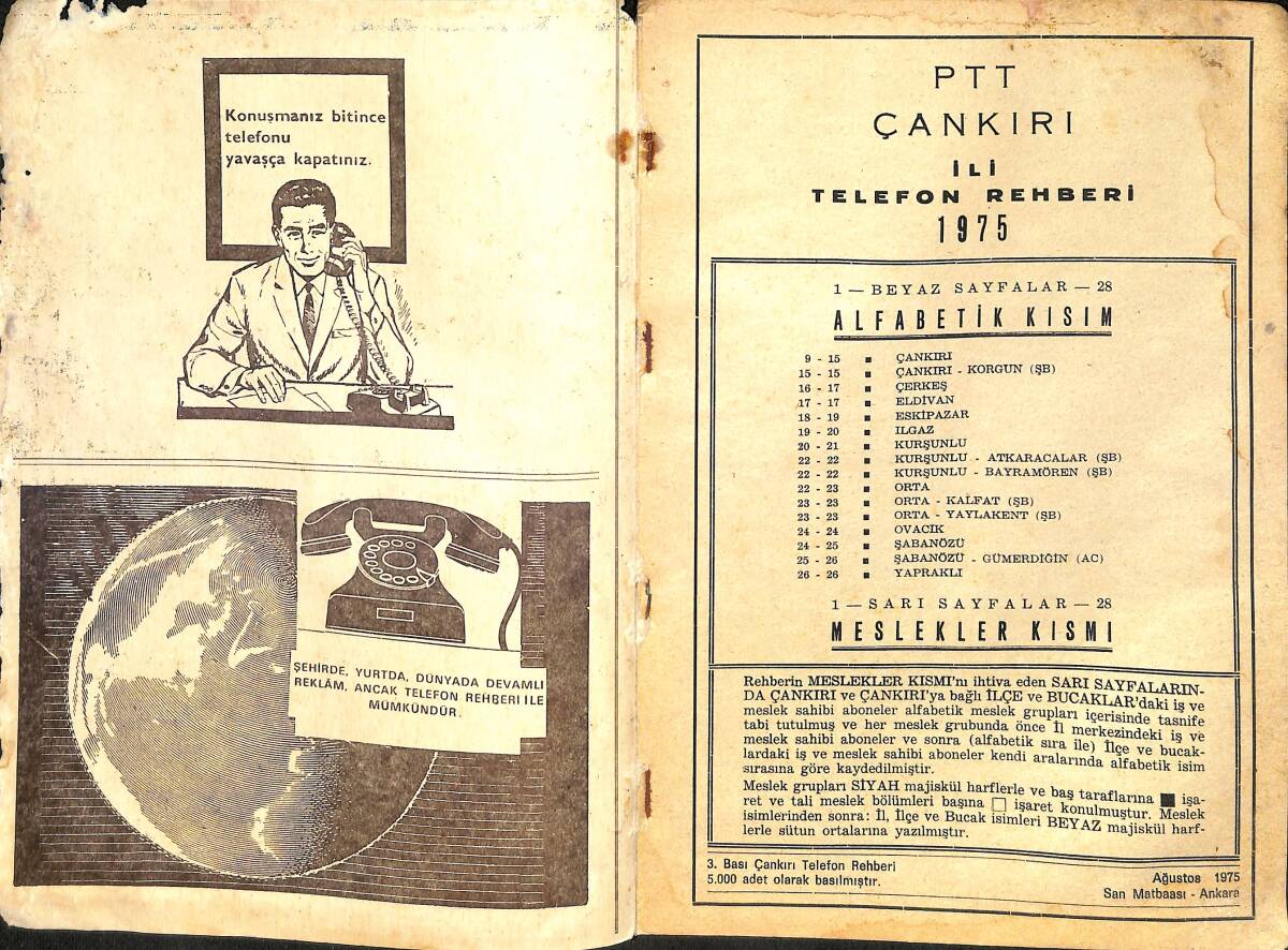 PTT Çankırı İli Telefon Rehberi 1975 NDR99567 - 2
