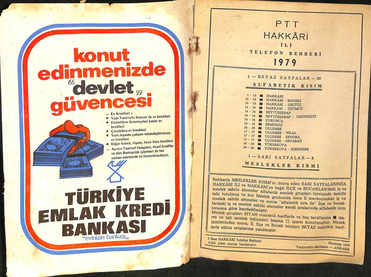 PTT Hakkari İli Telefon Rehberi 1979 NDR99574 - 2