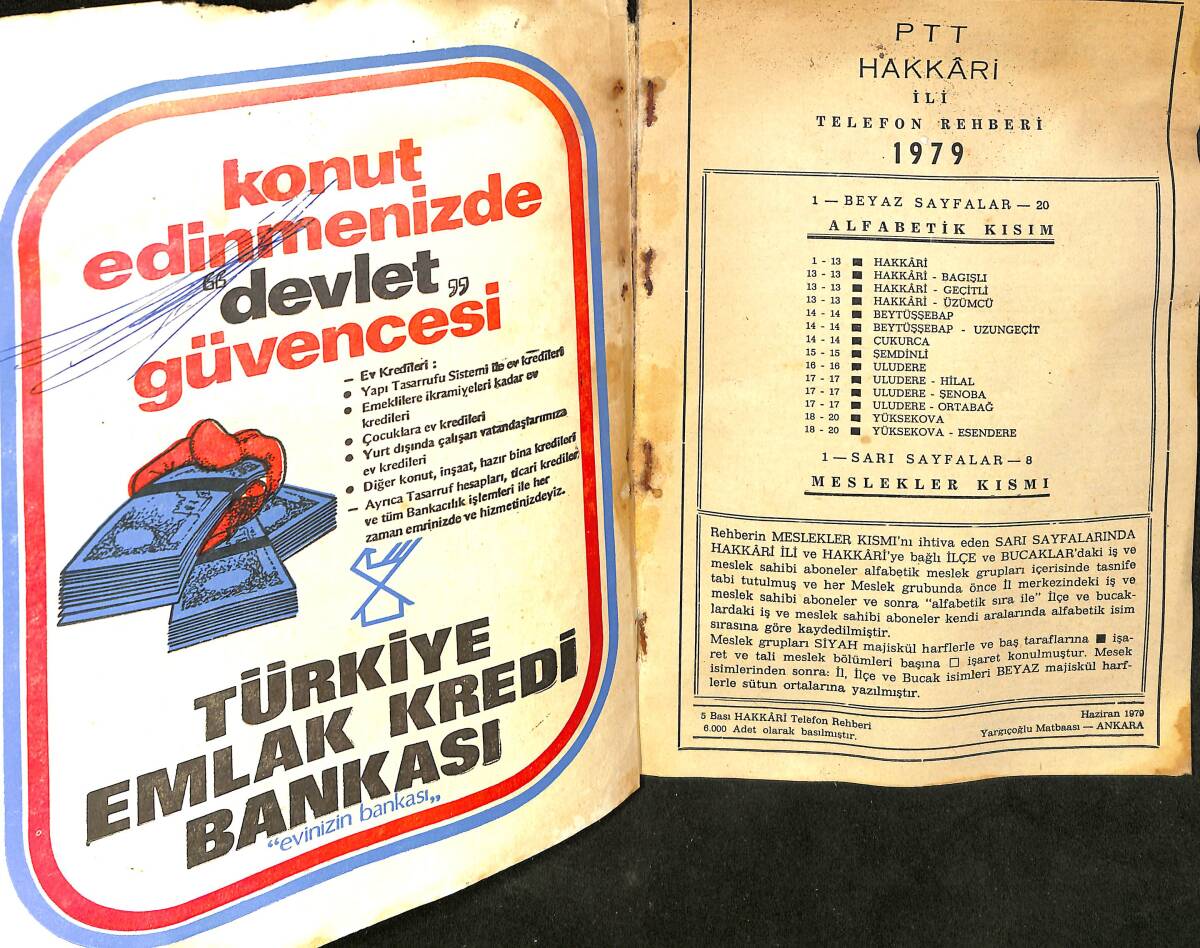 PTT Hakkari İli Telefon Rehberi 1979 NDR99576 - 2