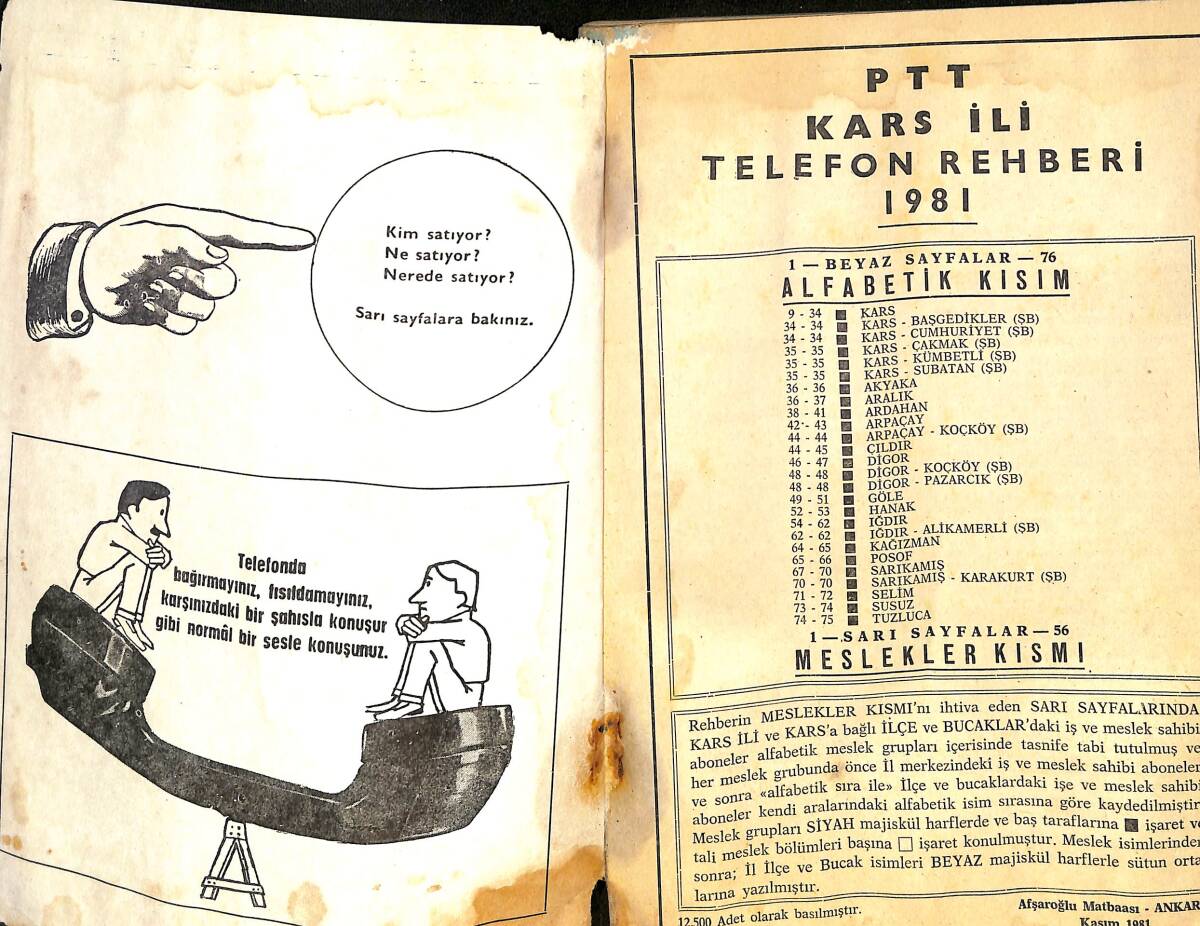 PTT Kars İli Telefon Rehberi 1981 NDR99573 - 2