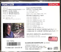 Rachmaninoff - Hélène Grimaud - Piano Sonata No. 2 Études-Tableaux Op. 33 CD (İkinci El) CD5517 - 2