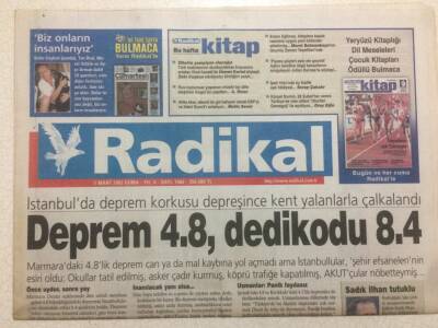 Radikal Gazetesi 1 Mart 2002 - Deprem 4.8 Dedikodu 8.4 GZ47171 - 1
