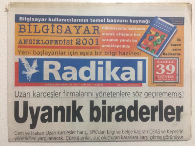 Radikal Gazetesi 1 Temmuz 2000 - Podyumda Latin Rüzgarı, Uyanık Biraderler GZ23738 - 1