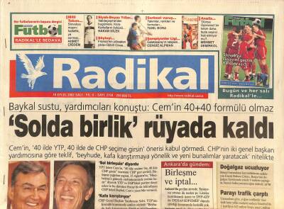 Radikal Gazetesi 10 Eylül 2002 - Kanserde İğne Umudu - Barzani-Talabani Anlaştı Ankara Rahatsız GZ127988 - 1