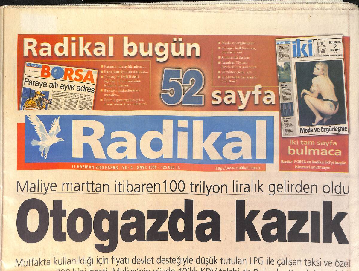 Radikal Gazetesi 11 Haziran 2000 - Shaq'li Lakers Eziyor - Paris Modası İstanbul'u Fethetti GZ2969 - 1