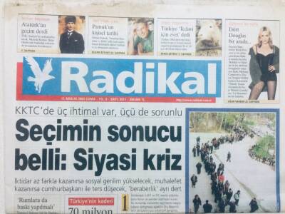 Radikal Gazetesi 12 Aralık 2003 - Seçimin Sonucu BelliSiyasi Kriz GZ42984 - 1