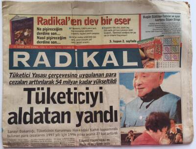 Radikal Gazetesi 12 Şubat 1997 - Tüketici Yasası Çerçevesinde Uygulanan Para Cezaları Arttırıldı Tüketiciyi Aldatan Yandı GZ39140 - 1