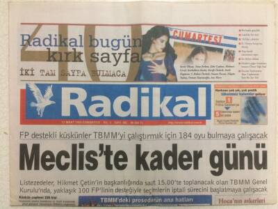 Radikal Gazetesi 13 Mart 1999 - Mecliste Kader Günü GZ35987 - 1